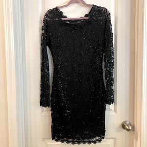 Sequin Hearts- little black dress with sequins- Lg